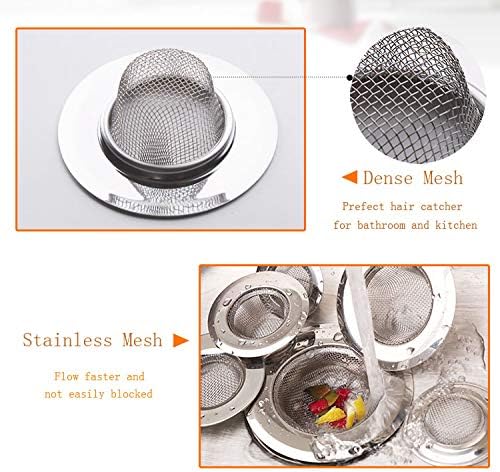 2 Pack - 2.13" Top / 1" Basket- Sink Strainer Bathroom Sink, Utility, Slop, Laundry, RV and Lavatory Sink Drain Strainer Hair Catcher. 1/16" Holes. Stainless Steel