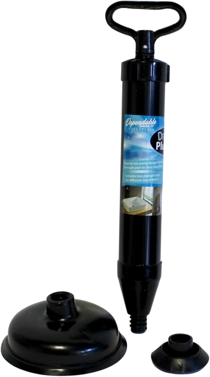 Dependable Industries inc. Essentials High Pressure Powerful Pump Multi-Drain Plunger Bathroom Kitchen Toilet Shower Sinks (Black)