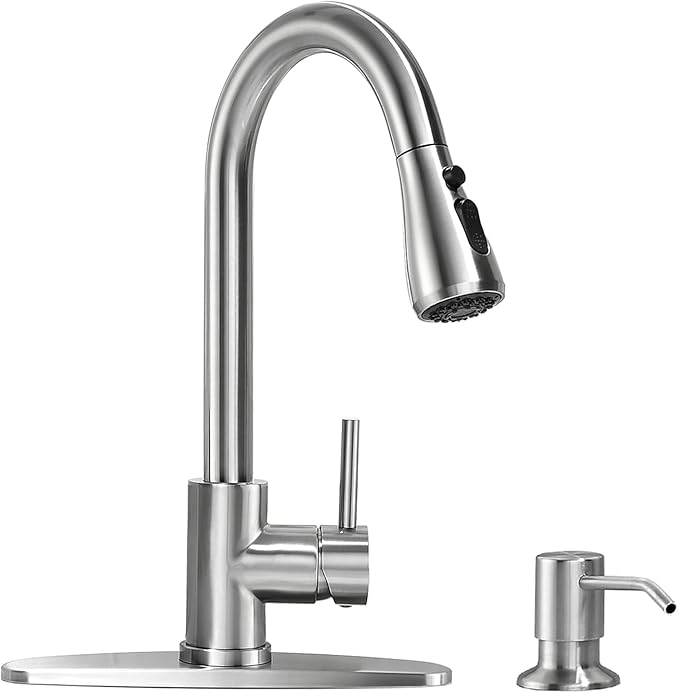 VFAUOSIT Kitchen Faucets with Pull Down Sprayer, RV Bath Faucets, Shower Faucet with Soap Dispenser for Sink Faucet 1 or 3 Hole, Suitable for Farmhouse Camper Laundry Rv Bar