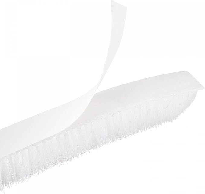 uxcell Weather Stripping Brush, 26ft L x 0.35" W x 0.35" H Self-Adhesive Seal Weatherstrip Sweep Brush White for Door Window