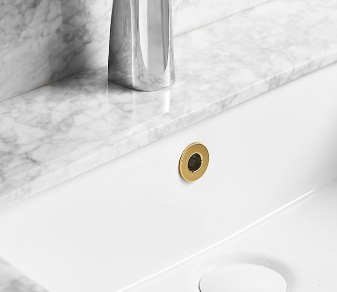 Bathroom Sink Basin Trim Overflow Cover Brass Insert In Hole Round Caps Cover Idea Gold Finish