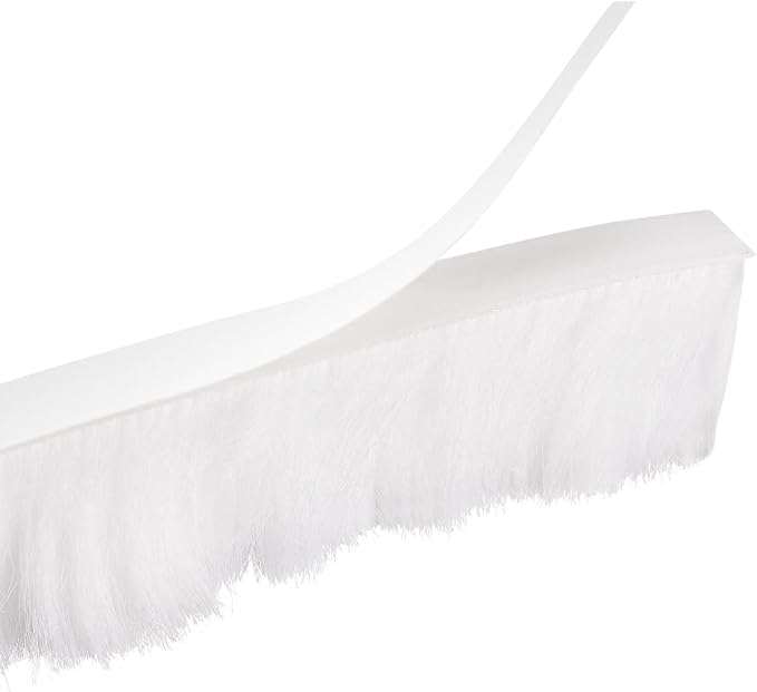uxcell Weather Stripping Brush, 20ft L x 0.35" W x 0.9" H Self-Adhesive Seal Weatherstrip Sweep Brush White for Door Window