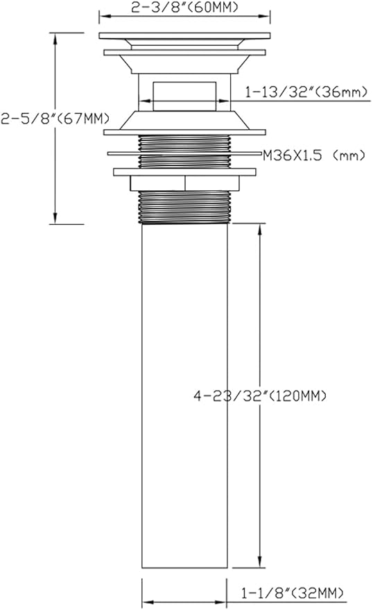 sumerain Bathroom Pop Up Drain Vessel Sink Drain Assembly With Overflow Chrome Finish