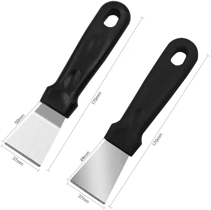 2Pack Blackstone Griddle Scraper Tool QIANBEIY Metal Small Grill Scraper for Outdoor BBQ Stiff Grill Pan Cleaning Scraper Spatula, No need to change Flexible Blades