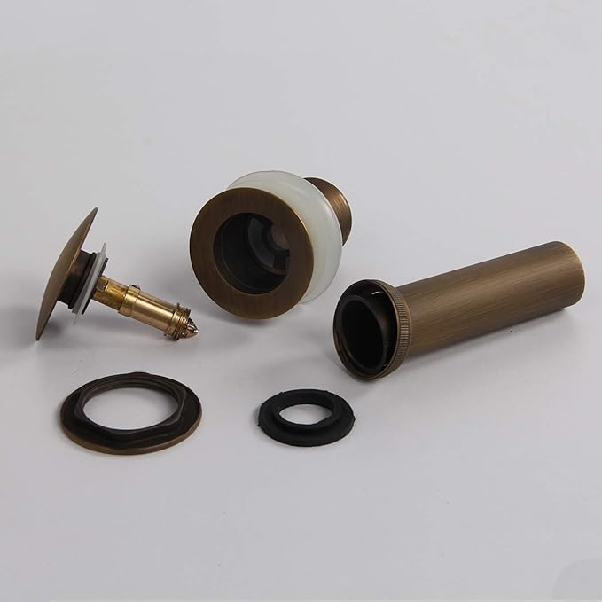 Flybath Sink Drain Antique Brass Bathroom Faucet Large Pop Up Vessel Basin Sink Drain Stopper Without Overflow