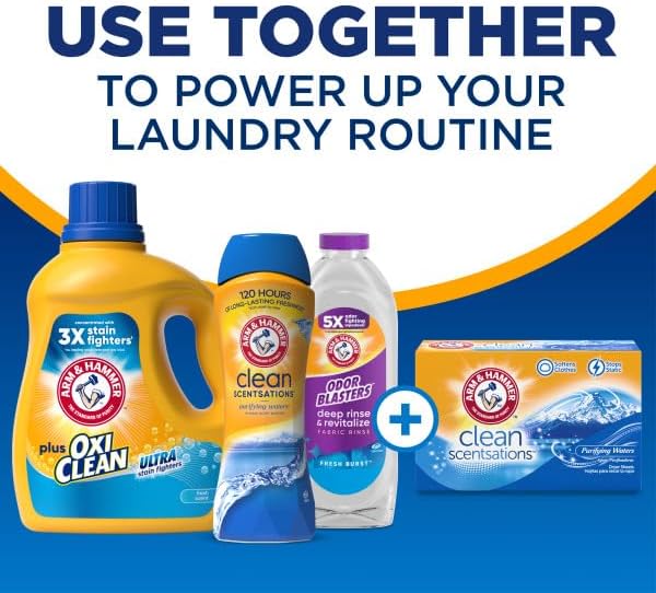 ARM & HAMMER Plus OxiClean Ultra Stain Fighters Liquid Laundry Detergent, Stain Remover for Clothes, Fresh Scent, 74 Loads, 96.2 Fl Oz