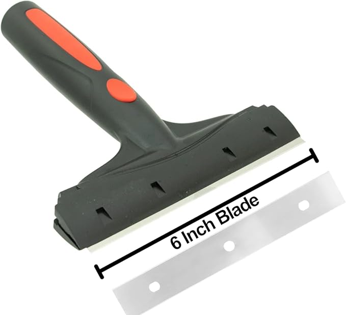 World Enterprises 6" Razor Blade Putty Knife Scraper,Ideal for Cleaning Tile, Stove, Floors, Paint, Adhesive Decals and Stickers from Windows and Glass Includes 1 Double-Edge Blade