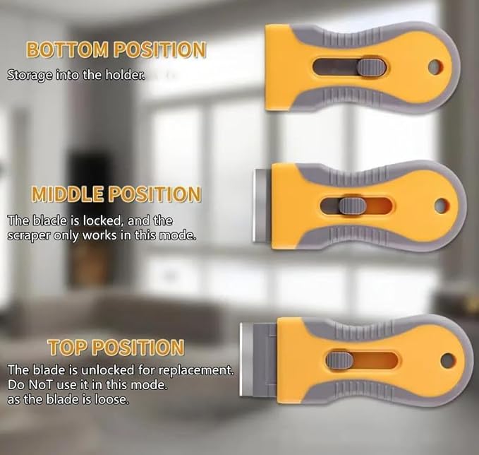 2pcs Retractable Razor Scraper with 20 Extra Blades, Safety Lock Window Scraper for Removing Labels, Paint, Stickers from Glass, Stovetop & Surfaces