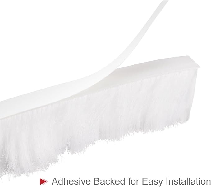 uxcell Weather Stripping Brush, 40ft L x 0.35" W x 0.9" H Self-Adhesive Seal Weatherstrip Sweep Brush White for Door Window