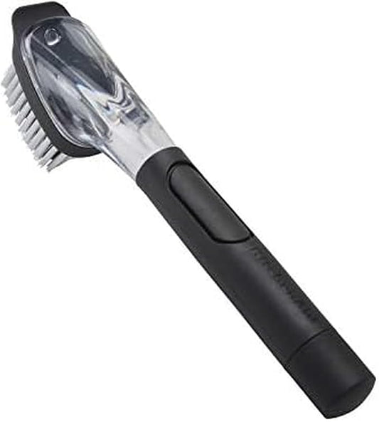 KitchenAid Soap Dispensing Sink Brush with Easy to Fill Handle, Nylon Bristles for Tough Cleaning, Comfort Grip Handle for Non Slip Grip, Black