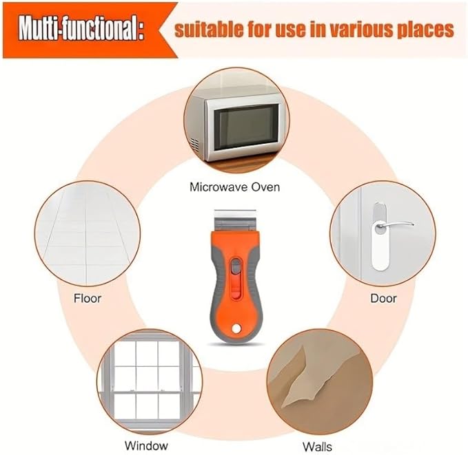2pcs Retractable Razor Scraper with 20 Extra Blades, Safety Lock Window Scraper for Removing Labels, Paint, Stickers from Glass, Stovetop & Surfaces
