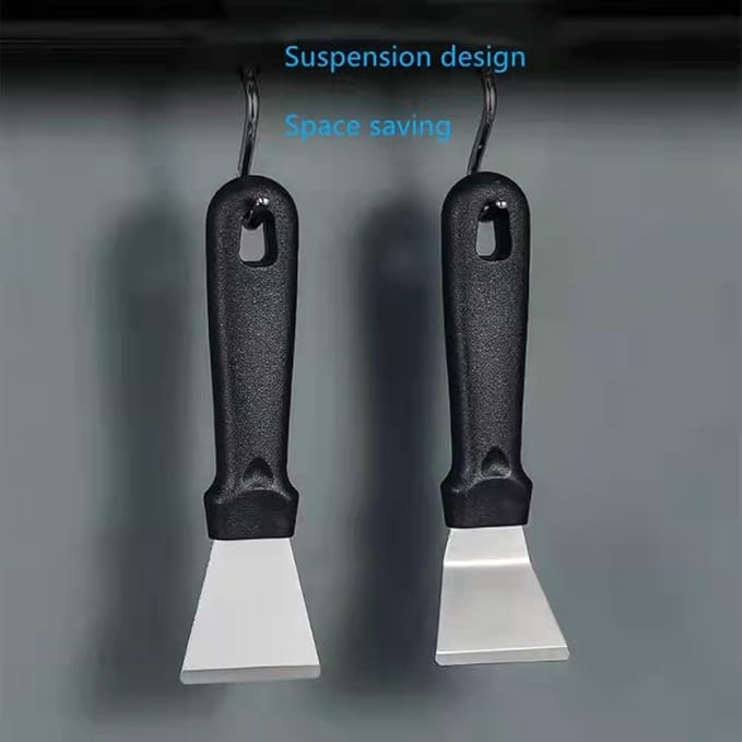 2Pack Blackstone Griddle Scraper Tool QIANBEIY Metal Small Grill Scraper for Outdoor BBQ Stiff Grill Pan Cleaning Scraper Spatula, No need to change Flexible Blades