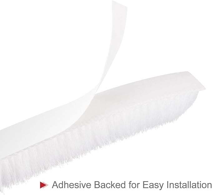 uxcell Weather Stripping Brush, 20ft L x 0.35" W x 0.35" H Self-Adhesive Seal Weatherstrip Sweep Brush White for Door Window