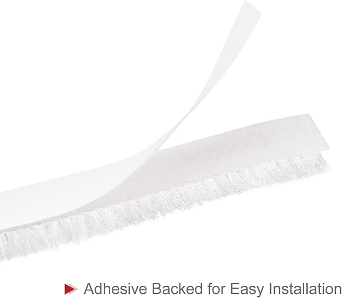uxcell Weather Stripping Brush, 26ft L x 0.28" W x 0.24" H Self-Adhesive Seal Weatherstrip Sweep Brush White for Door Window