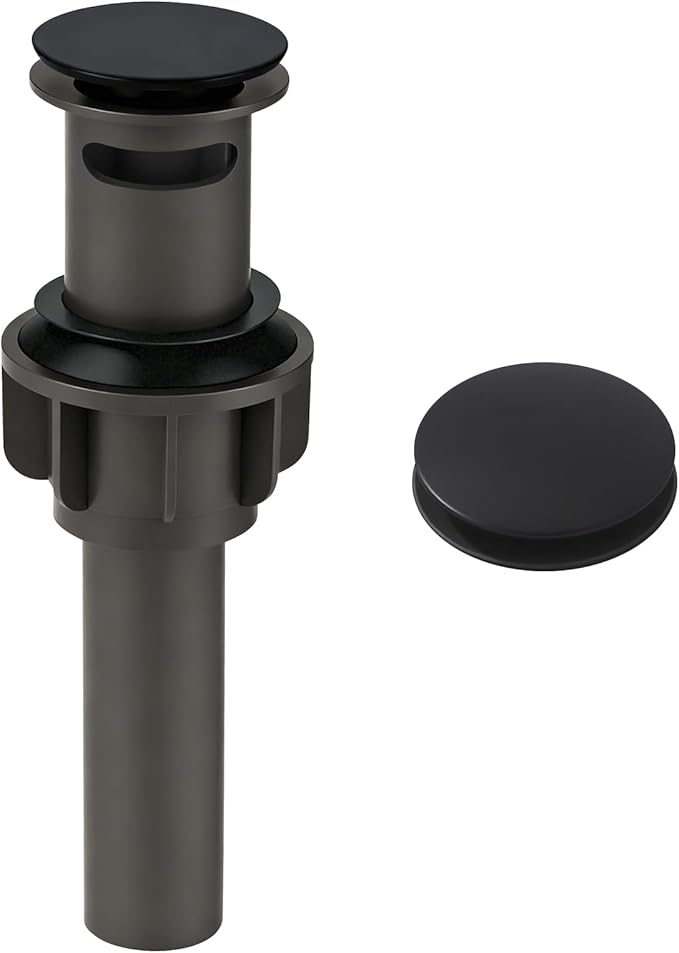 ARCORA Bathroom Sink Drain Matte Black Pop Up Drain with Overflow Vanity Vessel Sink Clicker Drain Stopper