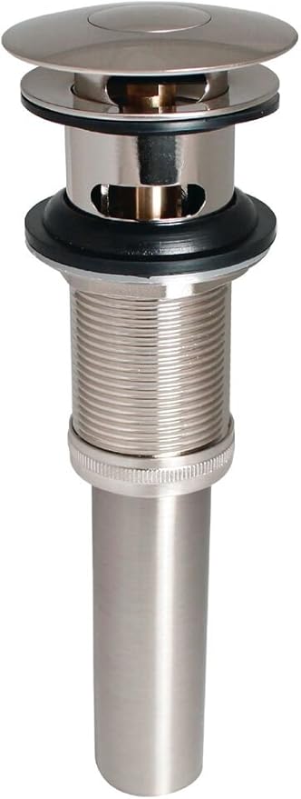 Keeney Universal Button Bathroom Sink Drain with Overflow, Brushed Nickel