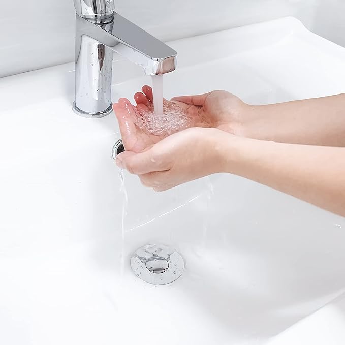 Universal Bathroom Sink Stopper, for 1.1-1.5 Inch Bullet Core Push Type Basin Pop Up Drain Filter, Bathtub Converter Sink Drain Strainer Plug No Overflow with Basket Hair Catcher