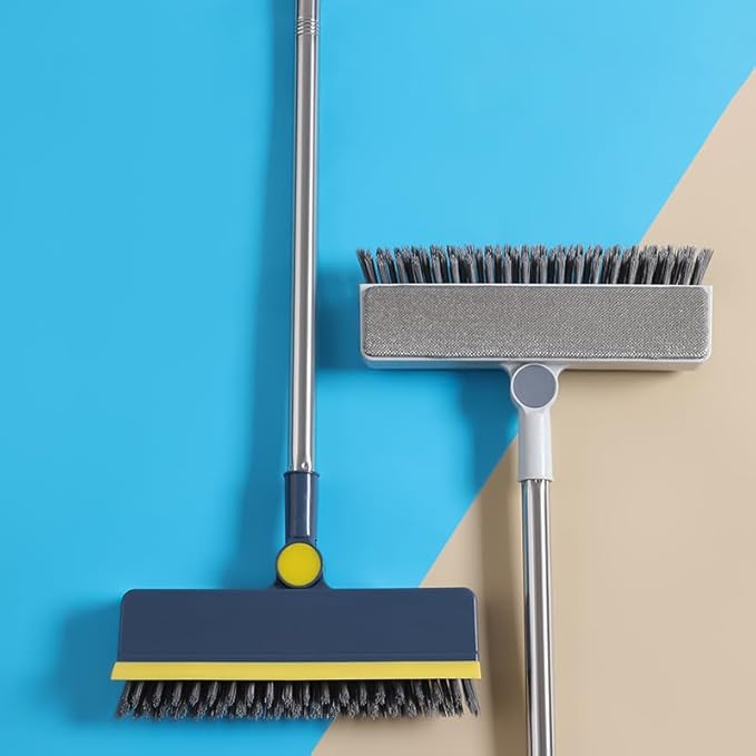 2-in-1 Window Screen Cleaning Brush, Double-Sided Mesh Cleaner Tool for Screens, Patio, Porch, Door and Window, Dry & Wet Use, Small Handheld Screen Brush for Dust and Grime (Blue & Gray)
