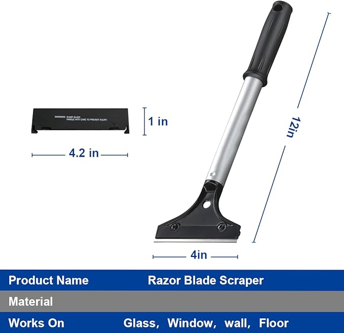 CELOX Razor Blade Scraper with 4 Inch Blade for Cleaning Glass, Window, Stove Top, Putty Knives for Cleaning Sticky Residue, Tile, Wallpaper