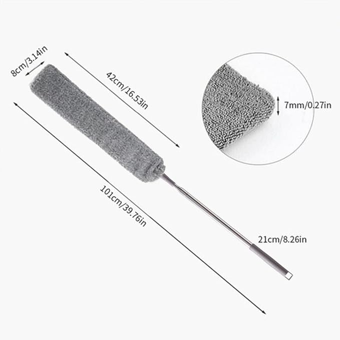 Retractable Gap Dust Cleaner Cleaning Tools with 2 Microfiber Dusting Cloths Long Handle 55inches Washable and Retractable Duster Brush for Cleaning Under Appliances Furniture Couch Fridge