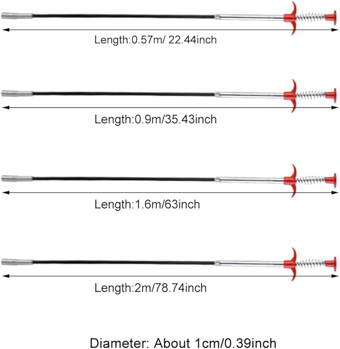 22.44 inch Drain Snake Hair Drain Clog Remover Tool, Flexible Grabber Claw Pick Up Reacher with 4 Claws, Plumbing Snake for Shower, Toilet, Kitchen Sink & Tub(Size:0.57m)