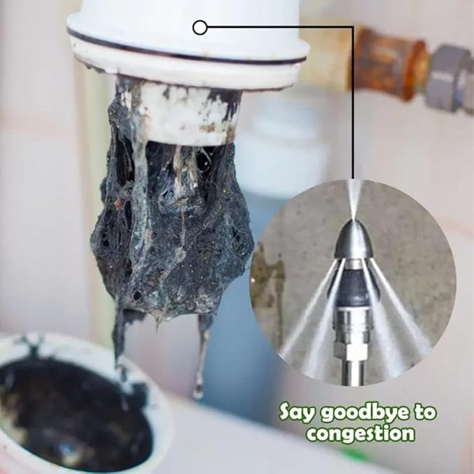 2023 Sewer Cleaning Tool High-pressure Nozzle, Drain Augers, Sewer Pipe Dredging And Cleaning Tools for Pipe Unclogging - Drain Clog Remover | Hair Clog Remover | Toilet Clog Remover (A)
