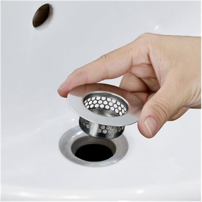 2Pcs Polished Silver Shiny Drain Strainer - Fits 1.25"-1.60" Hole | Stainless Steel Hair Catcher for Bathroom/Bathtub/Laundry/RV Sink