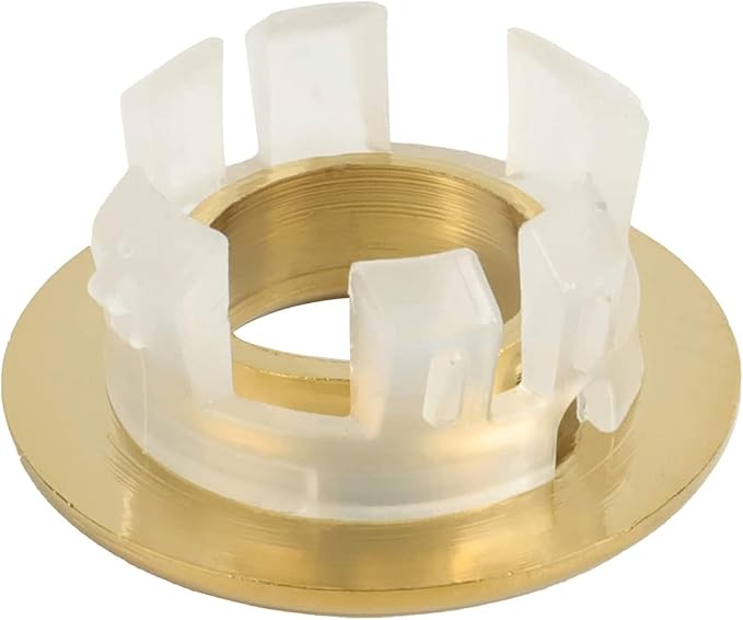 BWE Gold Sink Basin Trim Overflow Cover for Kitchen and Bathroom Vanity Sink Solid Brass Vessel Insert in Hole Round Caps Pack of 2