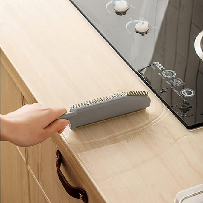 Multifunctional Cleaning Brush 2 Pcs Silicone Cleaning Brush Small Crevice Brush Scraper Brush Cleaner Kitchen Sink Squeegee Bathroom Countertop Floor Window Mirror Bathtub (White)