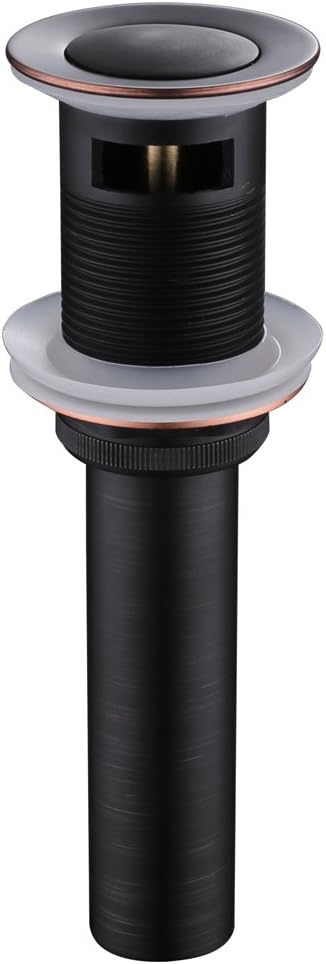 Angle Simple Bathroom Sink Drain with Overflow, Brass Pop Up Vanity Sink Drain Stopper Oil-Rubbed Bronze