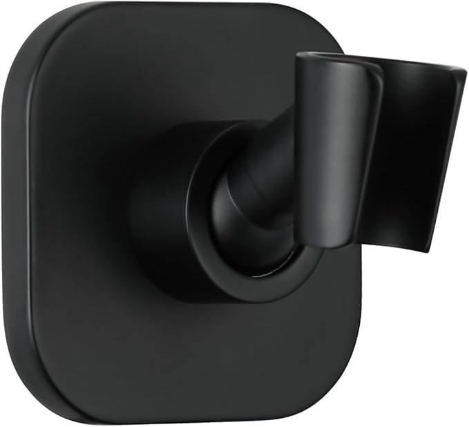 G-Promise Metal Handheld Shower Head Holder, Adjustable Wall Mount Shower Wand Bracket, Strong Adhesive Disc Mount or Drill Installation (Square, Matte Black)
