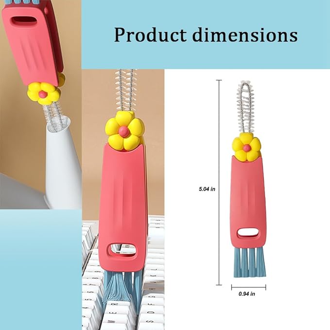 3 in 1 Cup Lid Cleaning Brush, 6PCS Multifunctional Cup Lid Cleaning Brushes with Scraper, Crevice, Angled Brush, for Coffee Mugs, Water Bottles, Tumblers (6)