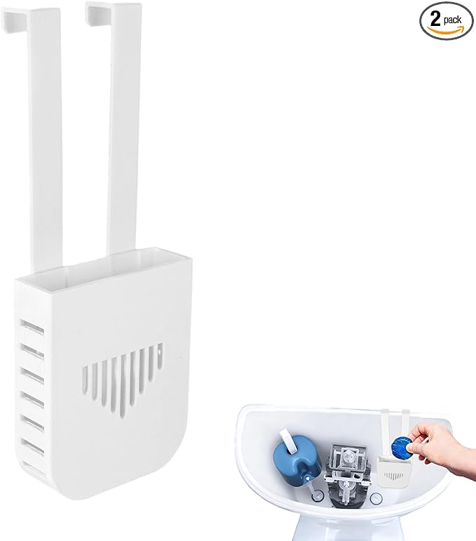 2 Sets Toilet Tank Pucks Holder, Hanging Toilet Bowl Carrier Hook Pucks Holder Hanger Bracket Caddy Avoids Crumbling from Water Tank