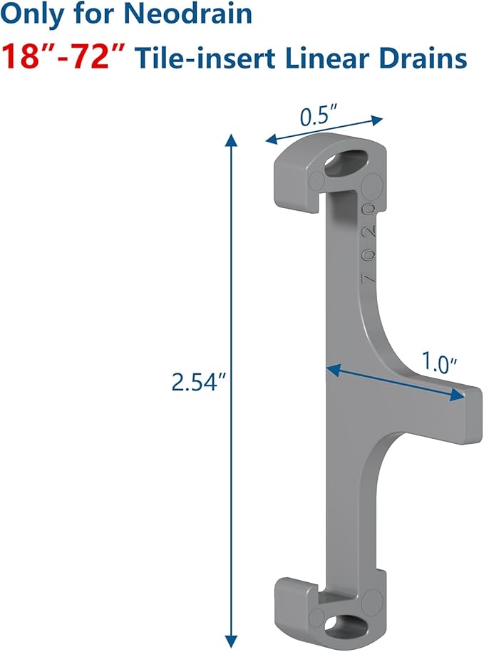Only for Neodrain, Grey Plastic Clip Tile Tray Supporter, Only for Neodrain18-72 Tile-Insert Linear Shower Drain(2.75” Width Drain Channel), with Lifting Hook, 8 PCS（Not Compatible with Other Brands）