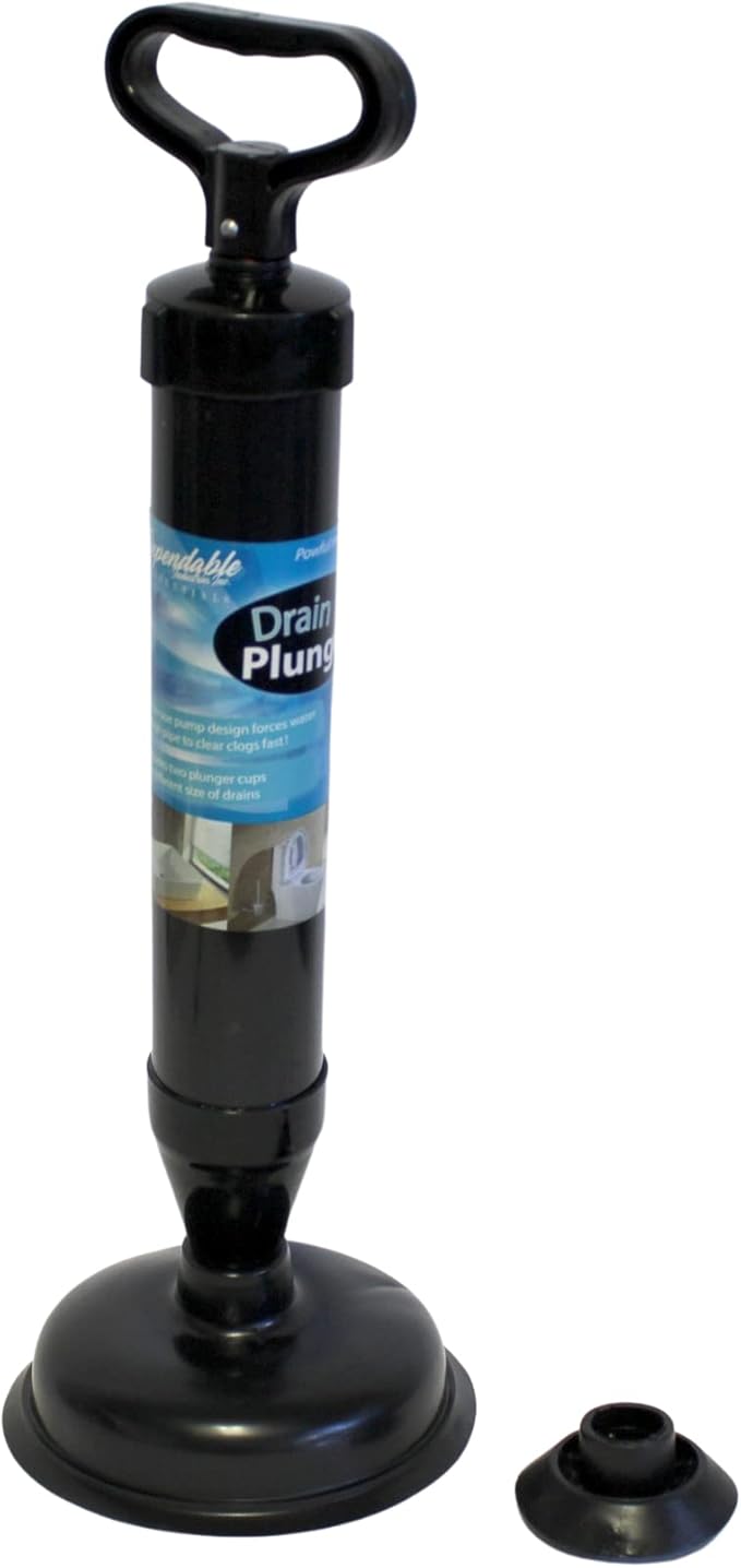 Dependable Industries inc. Essentials High Pressure Powerful Pump Multi-Drain Plunger Bathroom Kitchen Toilet Shower Sinks (Black)