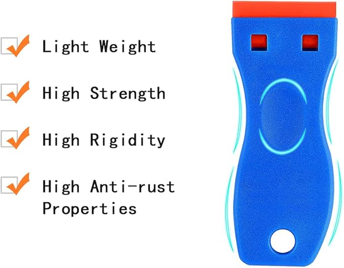 Plastic Razor Blades Scraper, 3PCS Plastic Scraper 100PCS Blades, Putty Knife Scratch-proof, Car Glass Windows Tile Desktop Cleaning Tool, for Glue Labels Stickers Decals (Plastic)