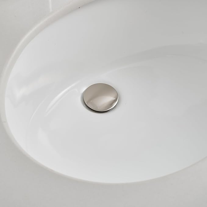 Bathroom Sink Drain with Overflow Vessel Vanity Pop Up Drain Assembly Stopper Lavatory Commercial Bath Brass Fits Bathroom Standard Sink Hole 1-1/2" to 1-3/4" Brushed Nickel, P05N