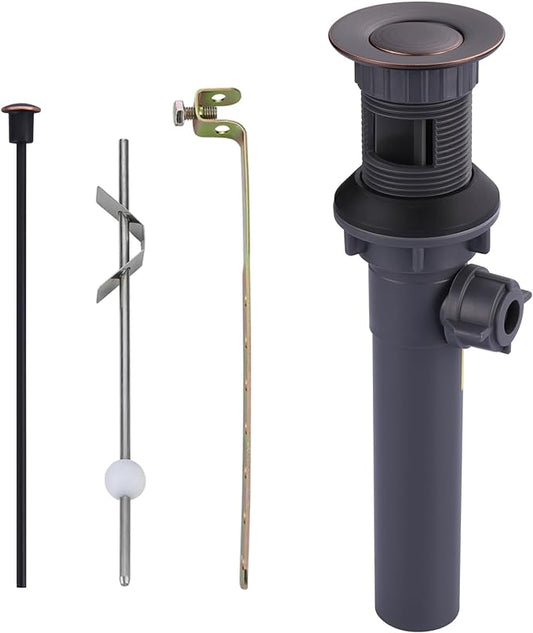 Bathroom Sink Drain with Lift Rod, Oil Rubbed Bronze Sink Drain with Overflow, ARCORA Drain Stopper for Vessel Sink