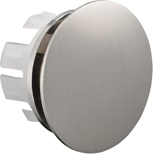 BWE Sink Basin Trim Overflow Cover Brass Insert in Hole Round Caps Brushed Nickel Finish