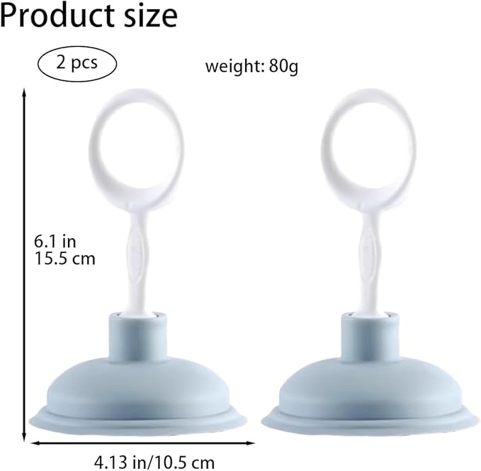2 Pcs Blue Sink Plunger,Bathroom Small Drain Plunger Portable Kitchen Sink Drains Suction Cup Liquid Plumber Clog Remover Easy To Unclog,Drain Cleaning Equipment