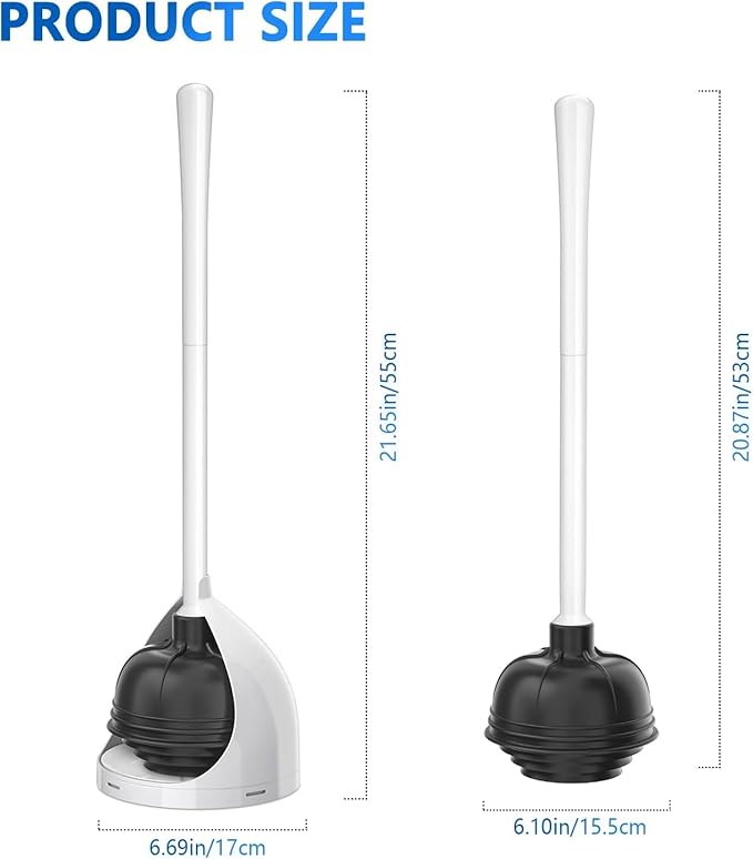 uptronic Toilet Plunger with Holder, Unique Plunger with All-Angle Design, Plungers for Bathroom with Holder, Heavy Duty Toilet Plunger for 5.7-inch Toilet Drain Bathroom Cleaning