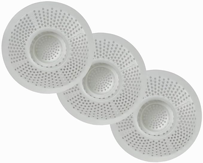 Hairstopper Drain Cover Hair Catcher for Shower and Bathtub, Protects Against Clogs Without Blocking Water Flow, White, 3 Pack