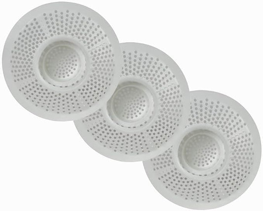 Hairstopper Drain Cover Hair Catcher for Shower and Bathtub, Protects Against Clogs Without Blocking Water Flow, White, 3 Pack