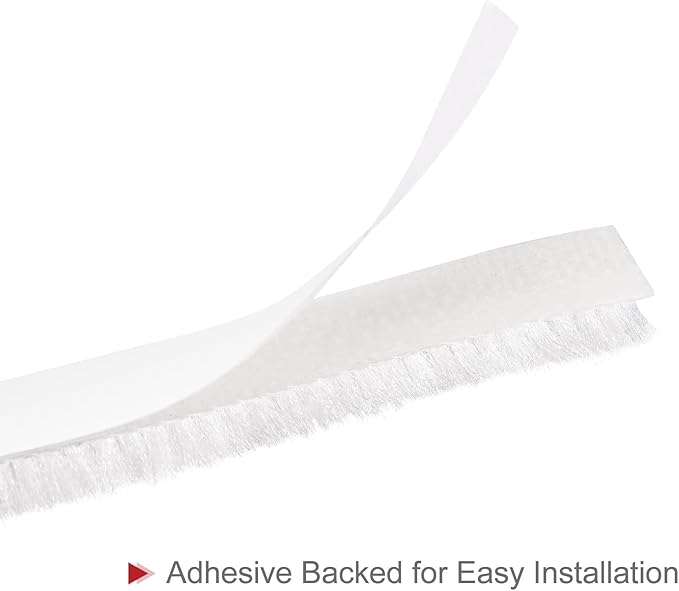 uxcell Weather Stripping Brush, 10ft L x 0.28" W x 0.24" H Self-Adhesive Seal Weatherstrip Sweep Brush White for Door Window