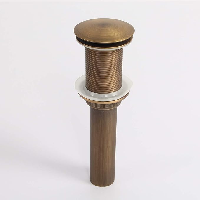 Flybath Sink Drain Antique Brass Bathroom Faucet Large Pop Up Vessel Basin Sink Drain Stopper Without Overflow