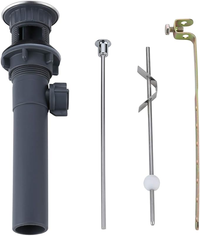 WOWOW Pop Up Drain Assembly with Lift Rod and Overflow Drain Stopper Assembly for Bathroom Faucet,Chrome
