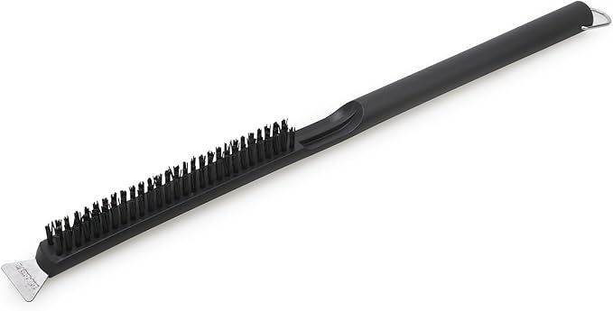 Everdure 2-in-1 Pizza Oven Brush and Scraper Tool - for Hard to Reach Areas and Keeping Your Oven Fresh and Clean - Nylon Bristles, Stainless Steel Spatula, Long Handle - Outdoor Pizza Oven Essential