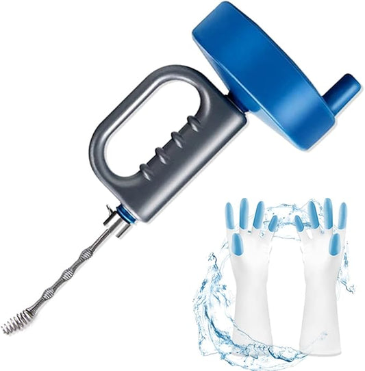 33Ft Heavy Duty Drain Auger with Gloves - Professional Plumbing Snake for Stubborn Hair Clogs in Bathtubs, Showers & Sinks