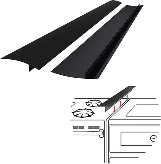 SEVCHY Silicone Stove Gap Covers (2 pack), Oven Gap Filler, Heat Resistant Stove Gap Filler, Seal Gap between Stovetop and Counter, Easy Clean (25 inch, Black)