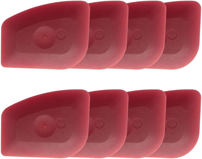 Pan Scrapers Dish Scraper Tool Set, 8Pack Cast iron Cleaner Scraper Multifunctional Scraper Polycarbonate Plastic Pan Pot Scraper, Iron Skillet Scraper Scrubber for Cleaning Grease, Kitchen (Red)